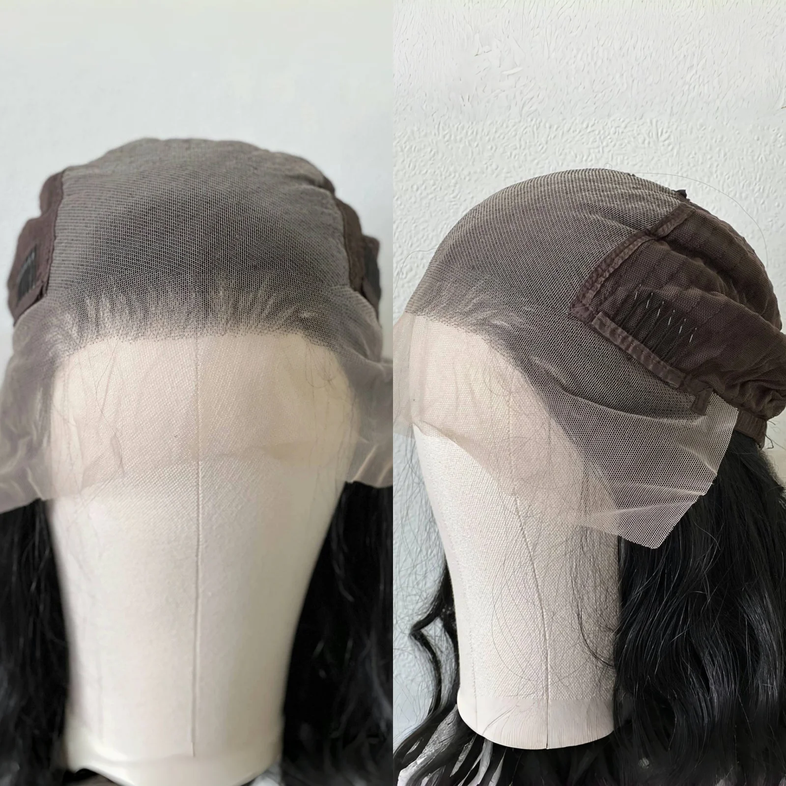 Wig Rambut Sintetis Model Body Wave Hitam Panjang 13X6 untuk Wanita, Free Part, Pre Plucked, Tanpa Lem, Keriting Bergelombang, untuk Sehari-hari, Pesta, Cosplay