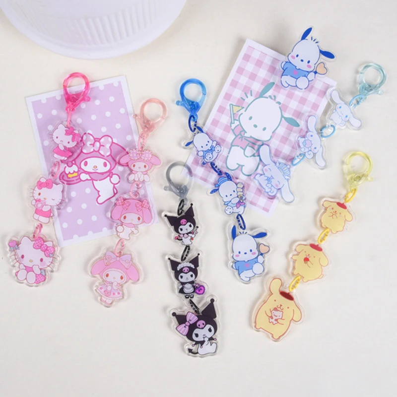 Sanrio Cute Kawaii Cartoon 10cm Kuromi My Melody Dark Wind Acrylic Bag Pendant Couple Keychain Acrylic Pendant Keyring Gifts