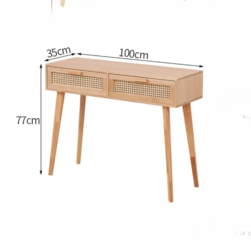 북유럽 단단한 나무 화장대 침실 등나무 보석 캐비닛 다기능 컴퓨터 책상, 더블 드로우 디자인, 메이크업 테이블