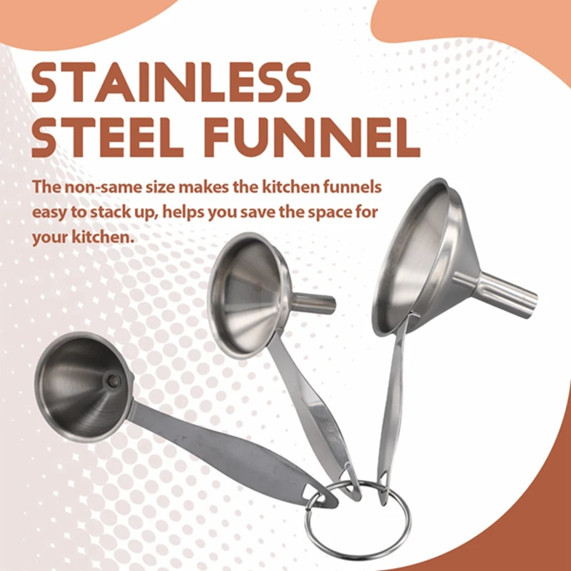 T78C-3-en-1-Funnels-para llenar botellas-Acero inoxidable-Pequeño-Cuocina-Funnel-Set-Para transferir-Esencial-Oleos-Liquidos
