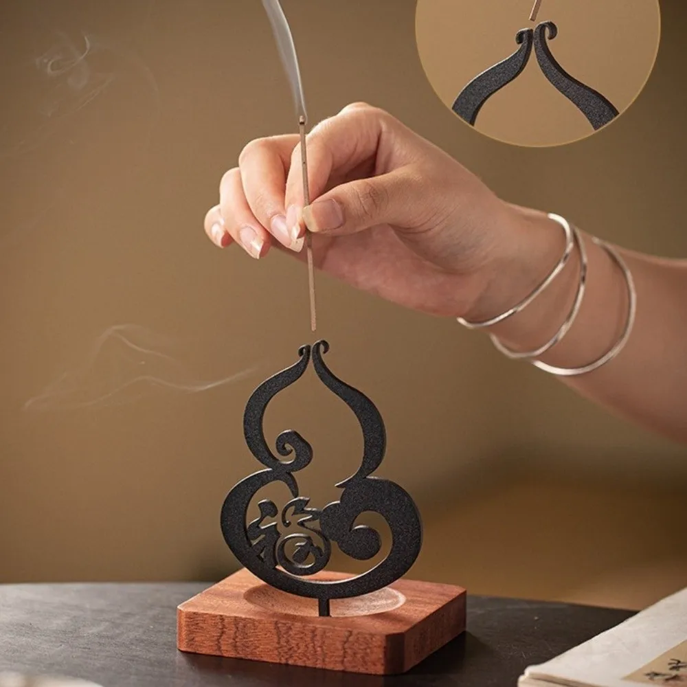 Gourd Incense Burner Mosquito Incense Plate Holder Anti-Ash Design FU Character Lucky Words Sandalwood Storage Rack
