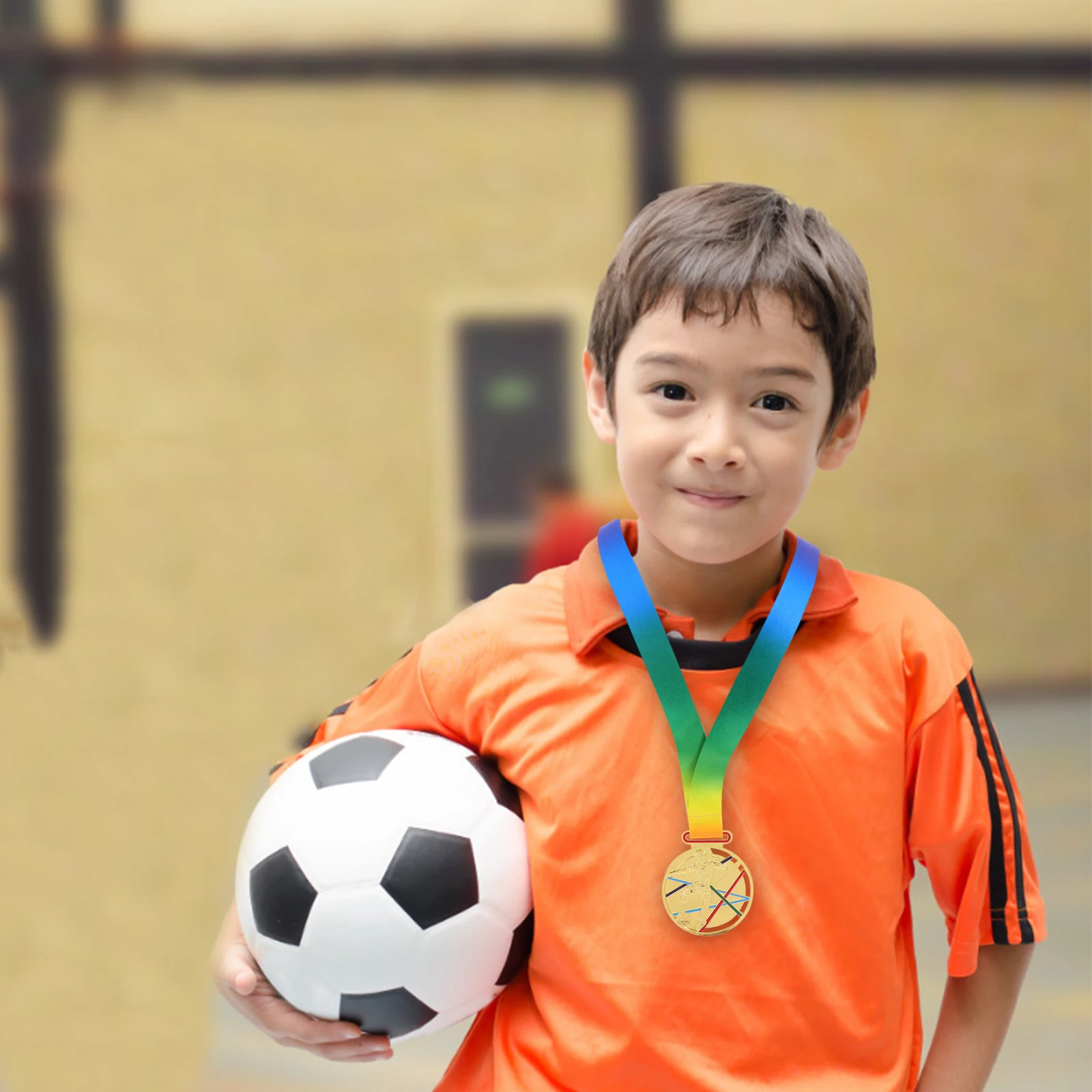 

3Pcs Football Themed Medals Gold Silver Bronze Ribbon Soccer Award Trophy for Teens Competition Sportsmanship Encouragement