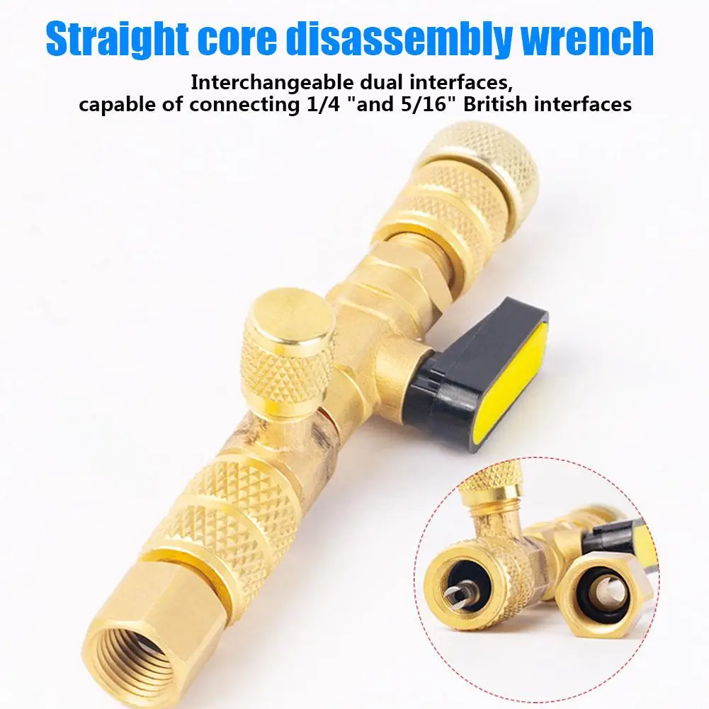 1 Set HVAC Service Ratchet Wrench Hex Bit Adapters Brass Valve Core Remover Tools 3/16\