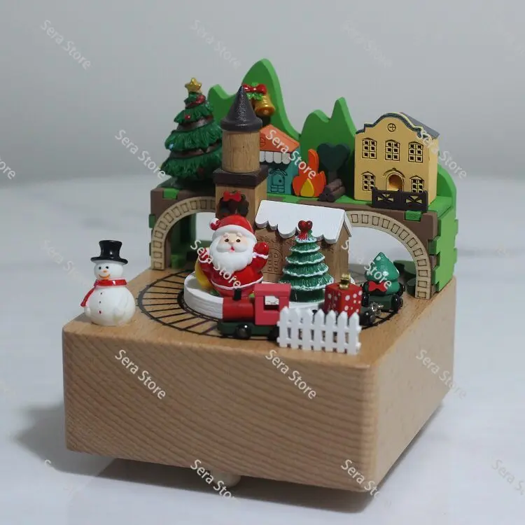 Country  Music Box Wooden Crafts Creative Christmas Gifts Christmas Music Box