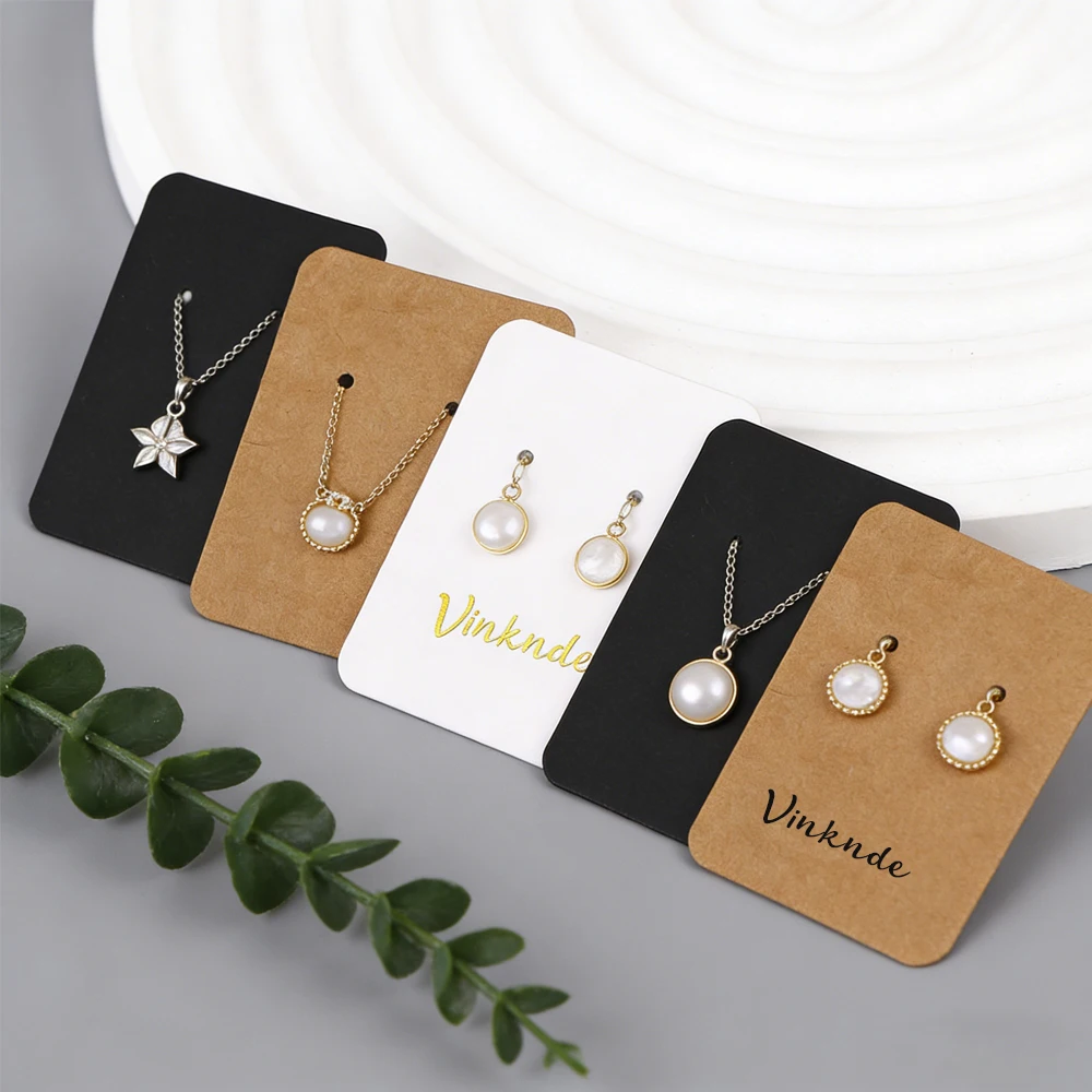 

50/100/200Pcs Custom Logo Jewelry Cards for Necklace Earring Holder Punch Packaging Display Paper Cards 3.5x4.5cm Small Pad
