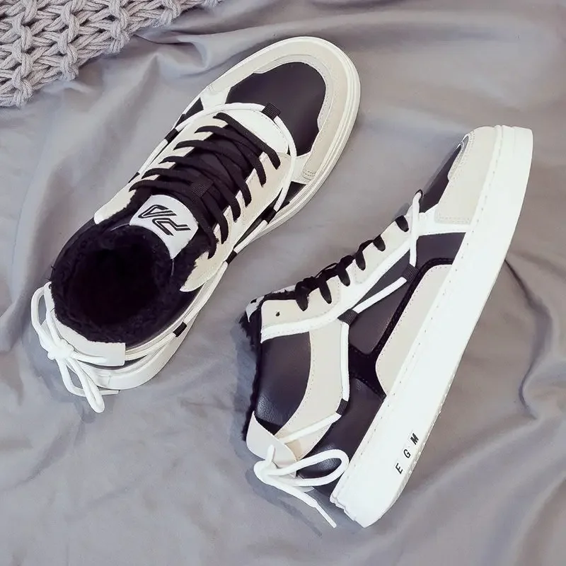 

Универсальные весенне-осенние новые мужские туфли с высоким берцем на шнуровке, корейская мода, модные повседневные спортивные туфли для скейтбординга со средним верхом, молодежные студенческие туфли