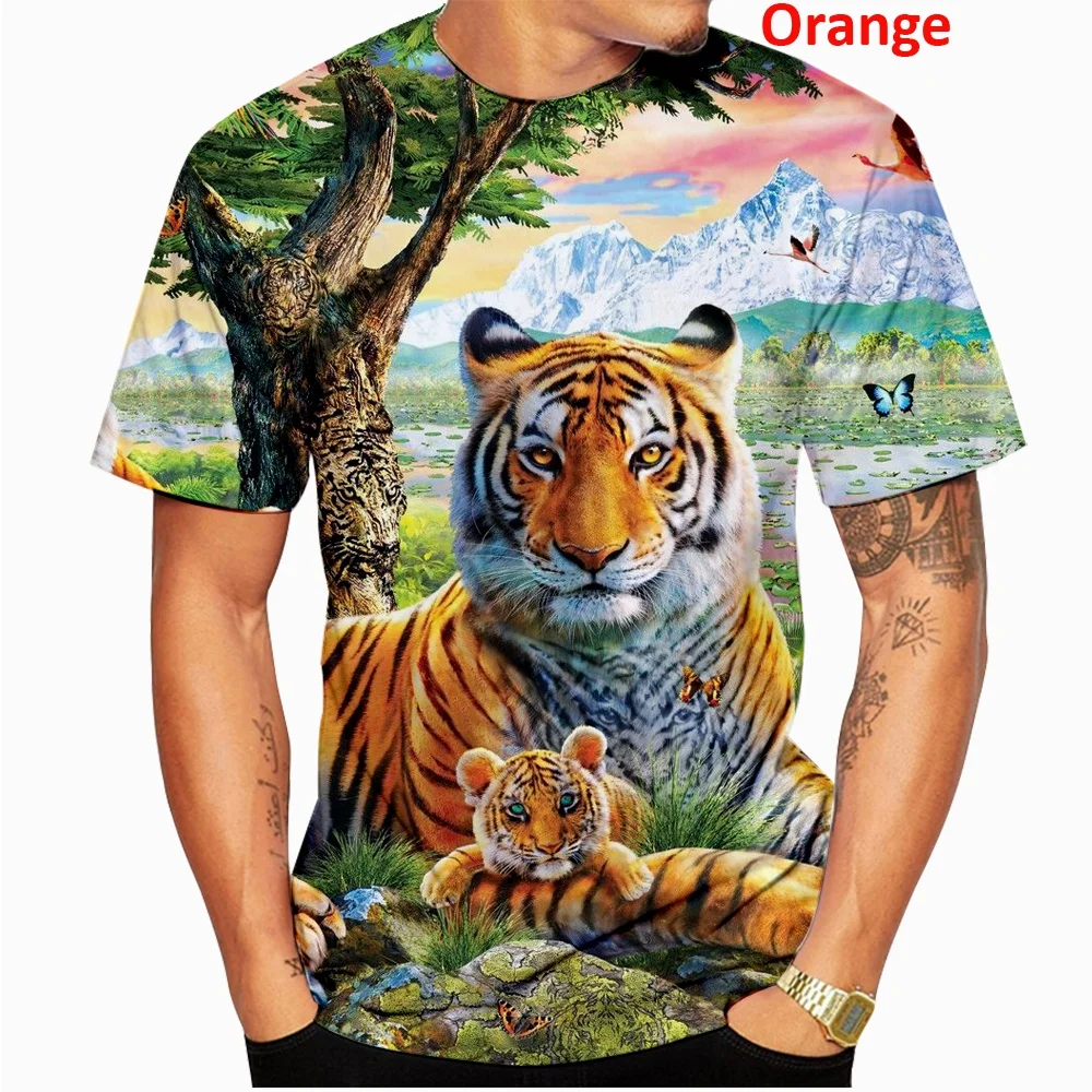 Animal T Shirt Summer Men Funny 3D Tiger Fashion Plus Size Printed T Shirt Men/Women Pullovers Tee Tops