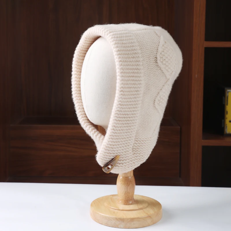 

Autumn And Winter Wool Baotou Hat Cashmere Pile Hat Thick Warm Knitted Wool Hat Ear Protection Hat