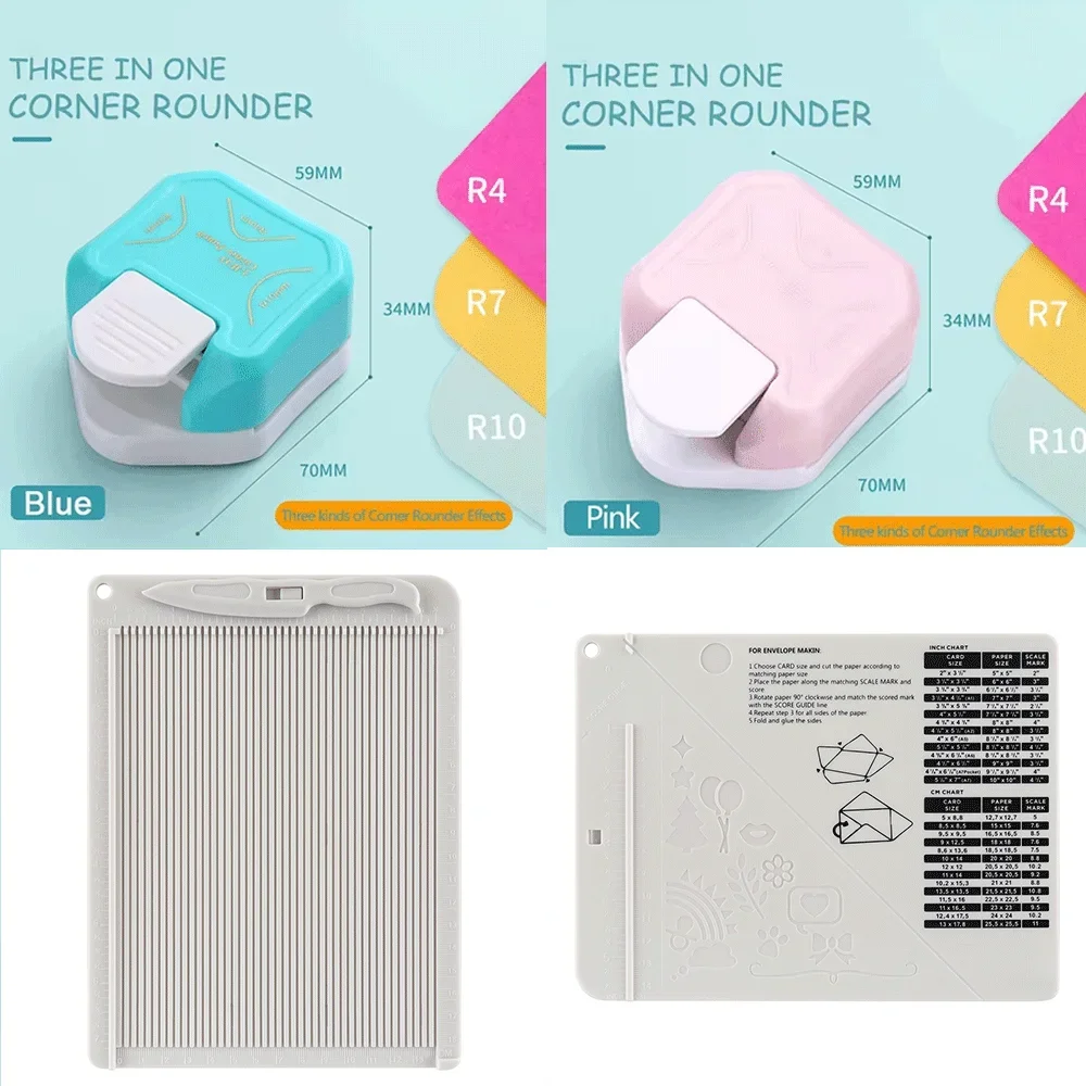 Mehrzweck-Scoring-Brett, Umschlagmacher, 3-Wege-Eckenrunder, Bordüre, Scrapbooking für DIY handgefertigte Bastelbedarf, Papierschneider