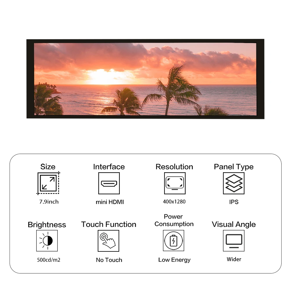 Imagem -04 - Lesown-lcd Exibir Barra Esticada para pc Tela Larga Mini Display Hdmi Monitoramento de Temperatura Rpi Módulo Ips 400x1280 79