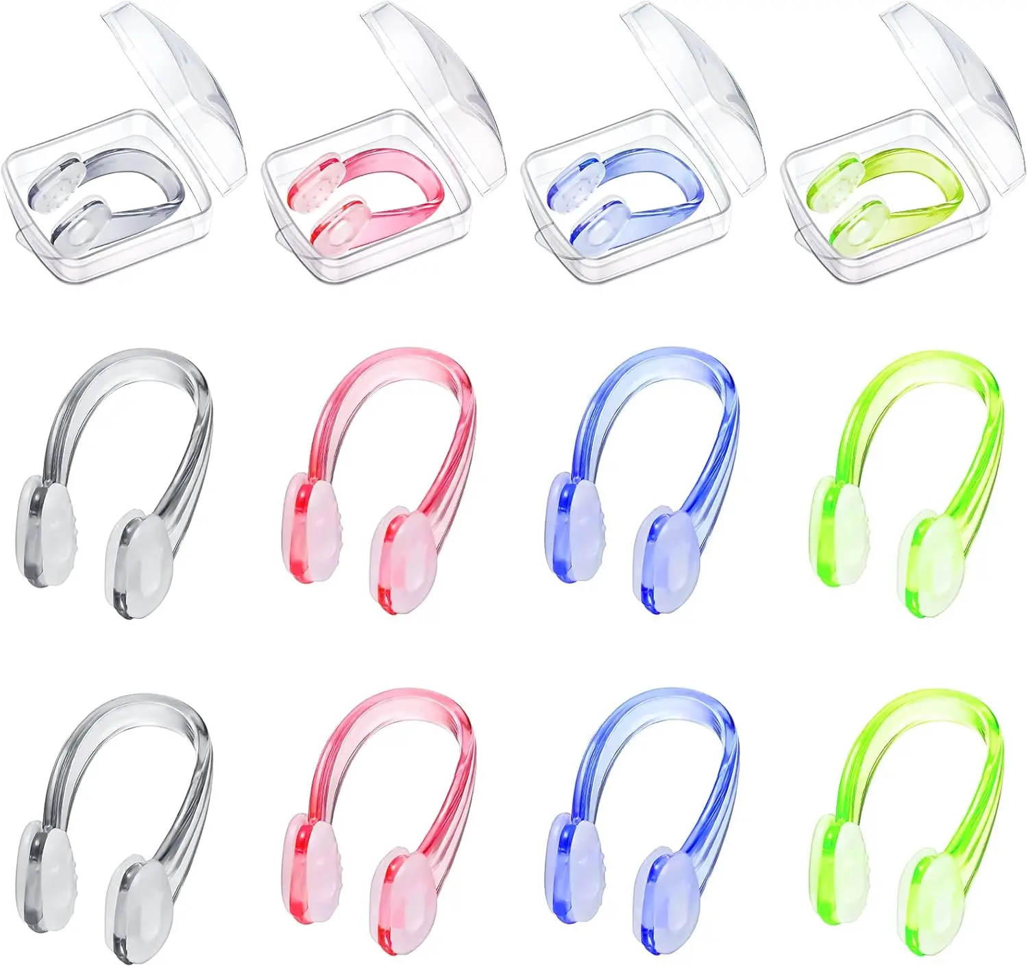 

12 Pack Swimming Nose Clips, Soft Silicone Waterproof Nose Plugs with Case, Non-Slip for Kids Adults, Reusable Swim Clip for