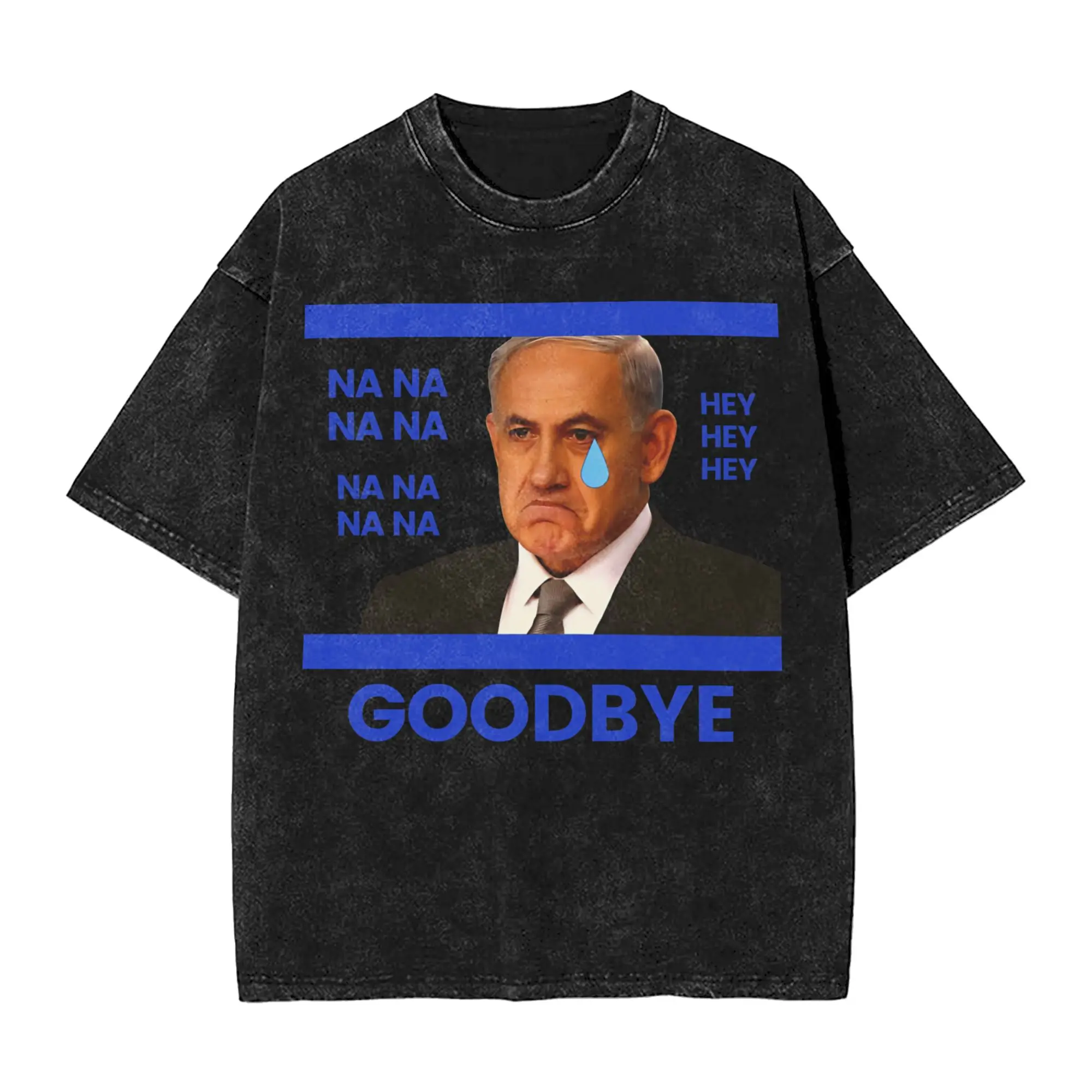 BYE-BYE BIBI Benjamin Netanyahu Leaves Office  Merch Washed T Shirt Men Women Streetwear Hip Hop T-Shirts Graphic  Tees Cotton