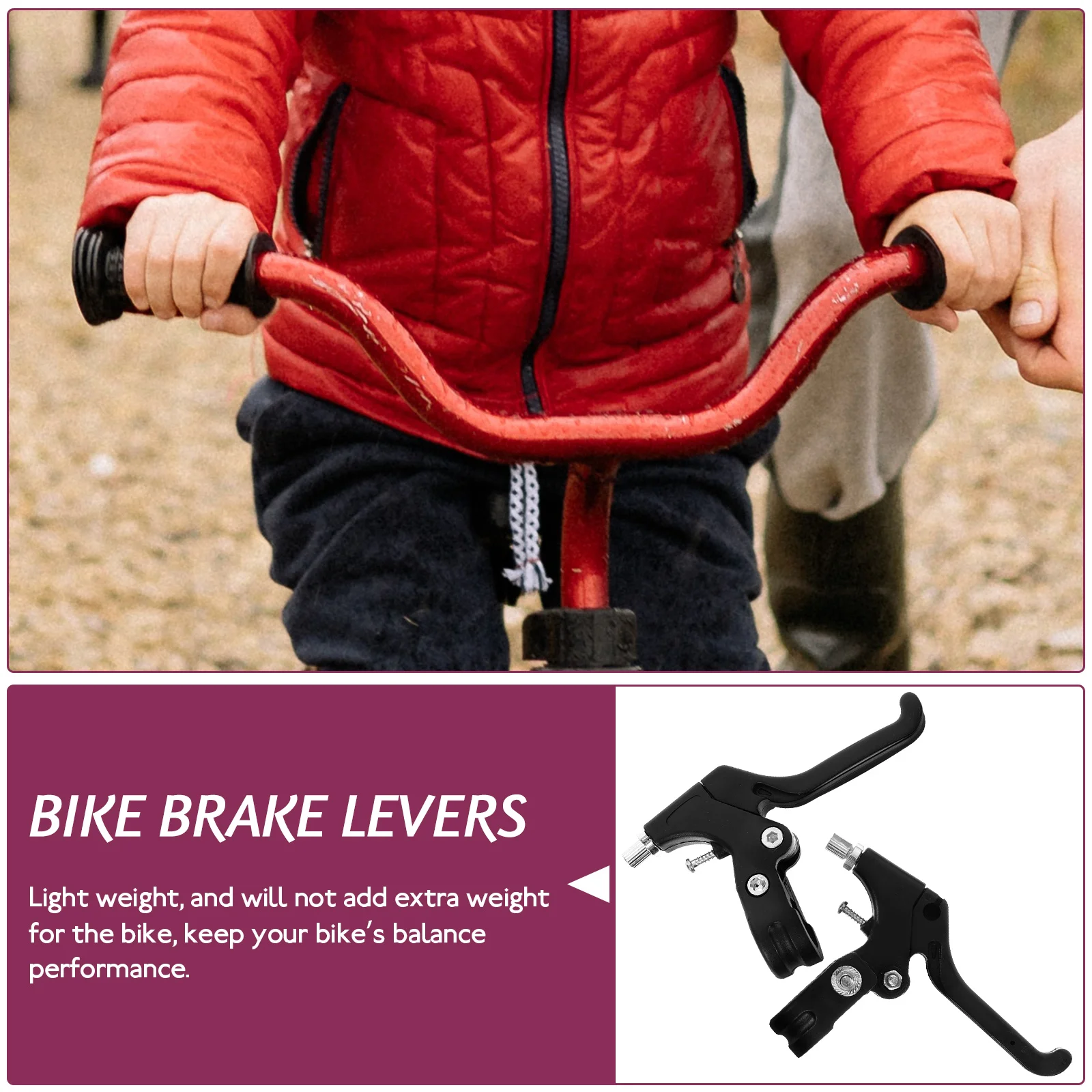 

1Pair Bike Brake Levers for Kids Lightweight Plastic Metal Durable Cycling Bike Brake Replacement Bicycle Brakes