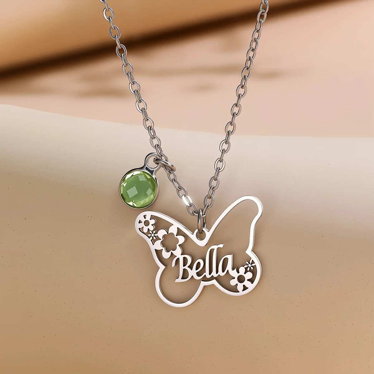 

Stainless Steel Custom Name Necklace Hollow Butterfly Pendant Personalized Jewelry for Women Nameplate Choker Chain BirthdayGift