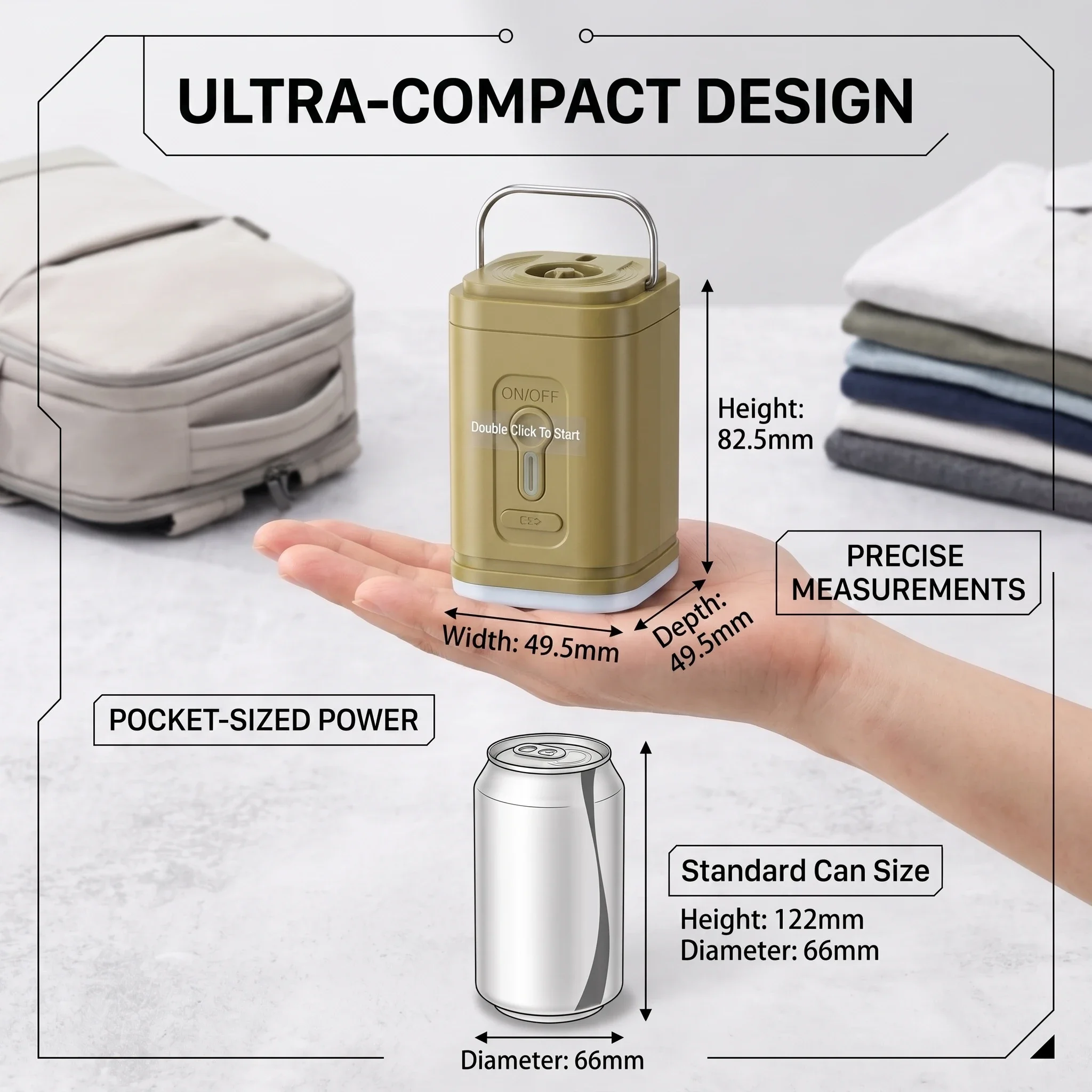 Ultra-Compact Air Pump Lantern USB-C, 3-in-1 Inflator Deflator Dimmable SOS LED, 6 Nozzles for Backpacking Camping Air Mattress