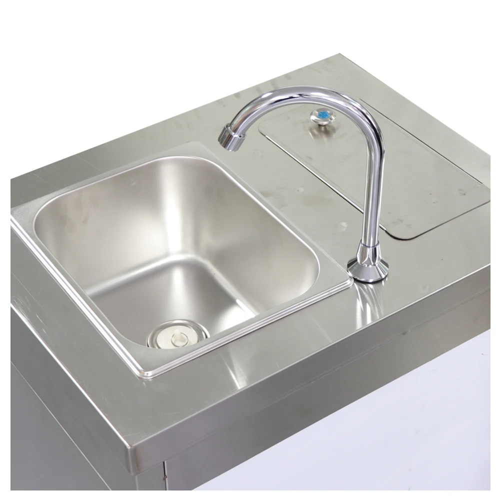 Stainless steel medical sink Non-contact foot valve control mobile sink comes with hot water tank