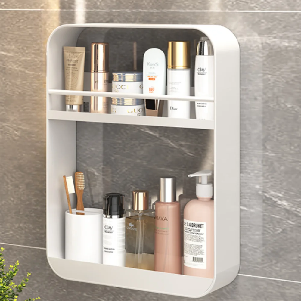 Bathroom Storage Rack Wall-Mounted Multi-Layer Wall Shelf Cosmetics Comb Rack Punch-Free Kitchen Seasoning Bottle Storage Shelf