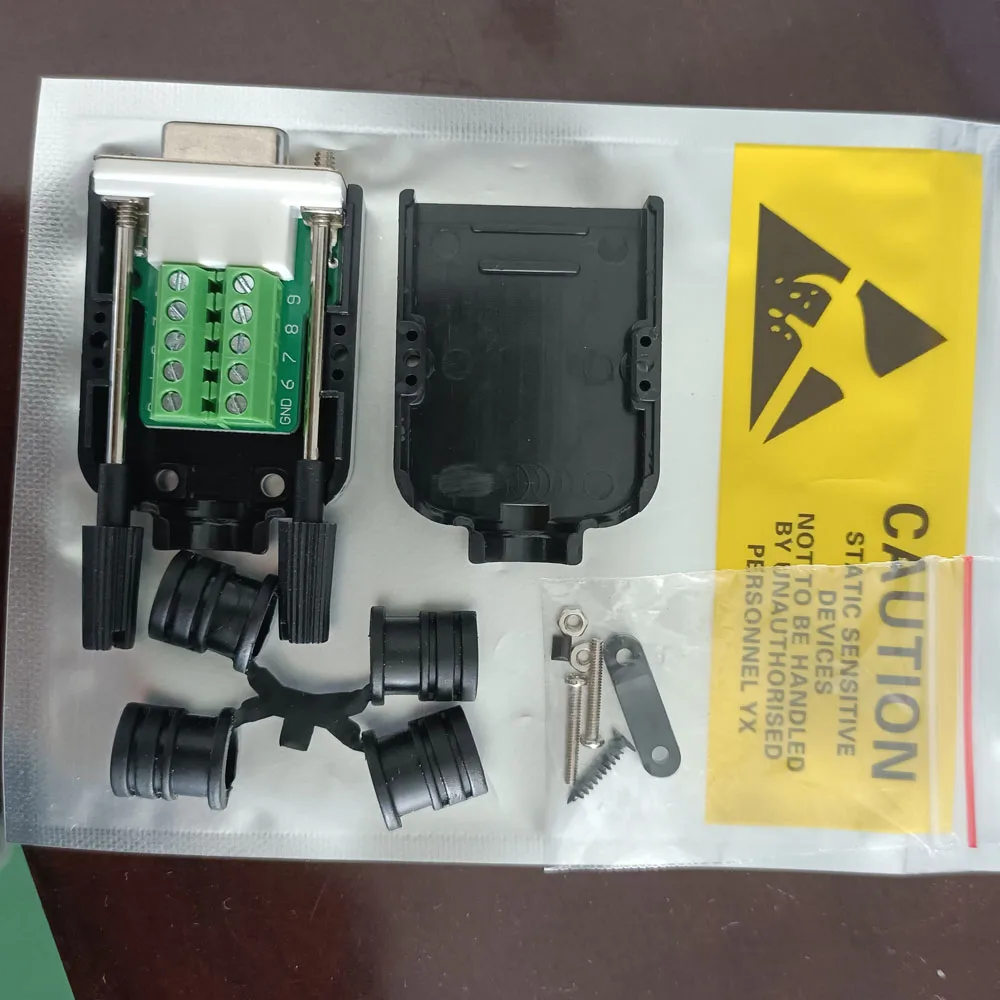 موصلات Dsub 9 دبوس مجانية لحام مجانية مع غطاء غطاء شل للكابلات التسلسلية DIY