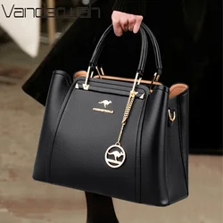 Sac à bandoulière en cuir de grande capacité pour femme, créateur de luxe, 3 couches, initié, sacs à main pour femme, marque shopper, fourre-tout Messenger, 2024