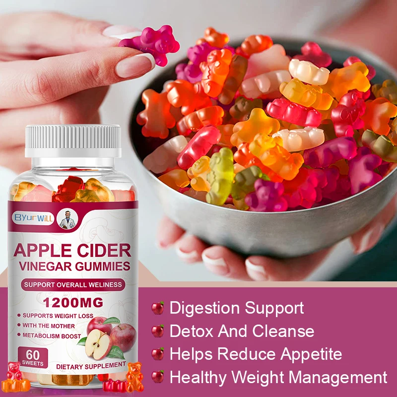 Apple Cider Vinegar Gummies with Beetroot Vitamin B12, Support Energy Levels & Digestion Health, Detox Body