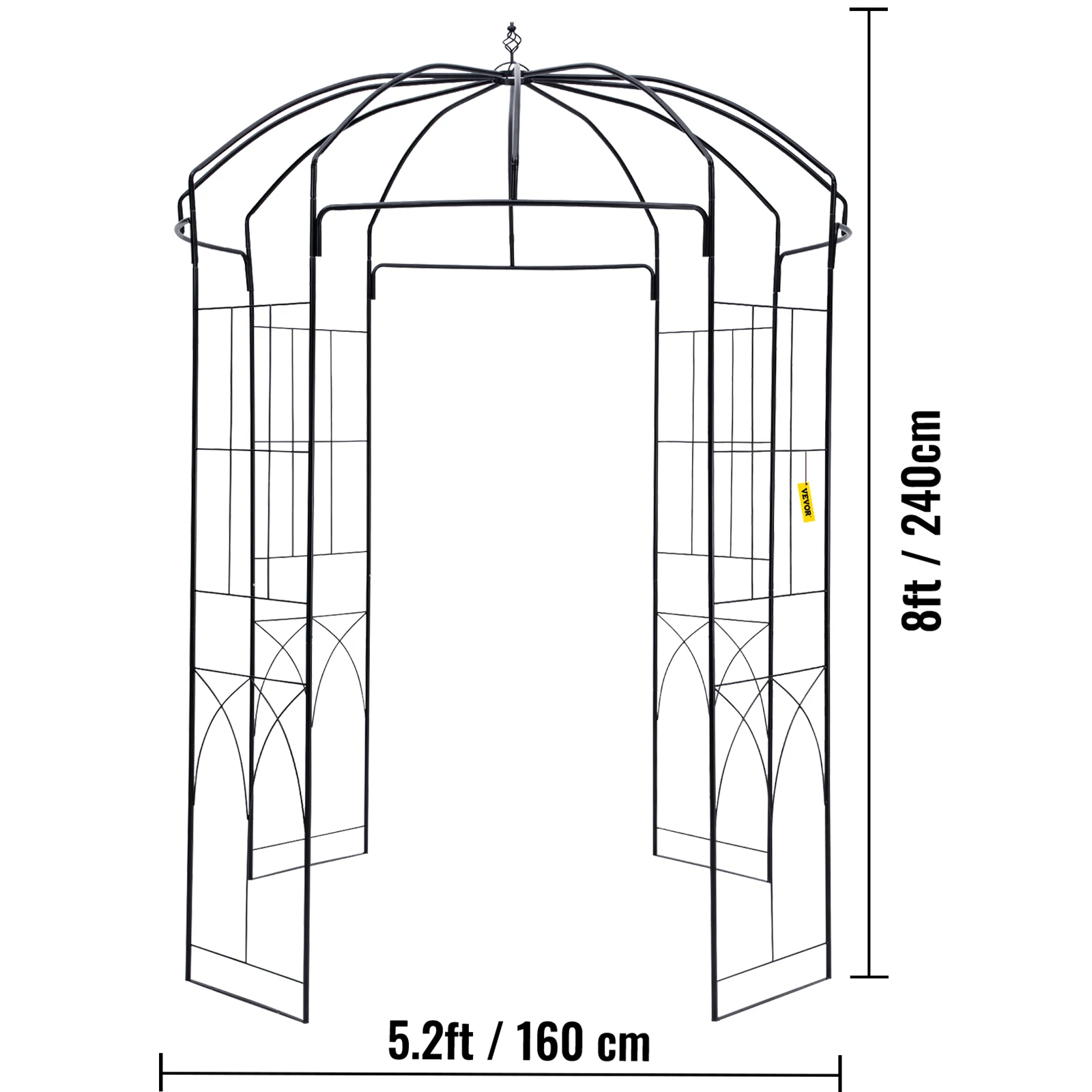 VEVOR Birdcage Shape Gazebo Pergola 8\' x 5.2\' / 9\' x 6.6\' for Wedding Outdoor Garden Black / White Garden Structures & Shade