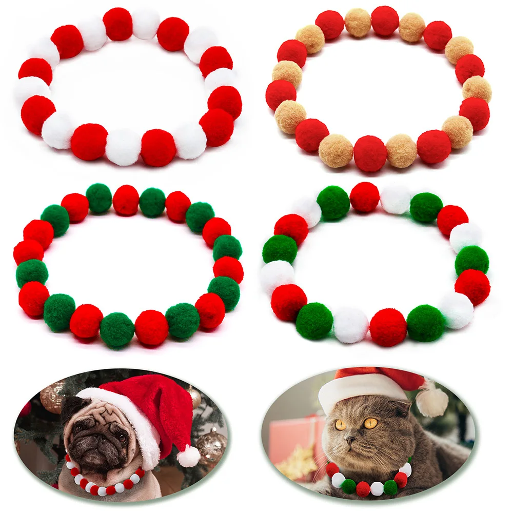 1PC Christmas Dogs Bowties Dog Bow Tie Dog Collar Ball Grooming Pet Necklace Collar For Small Medium Large Dog Puppy Accessories