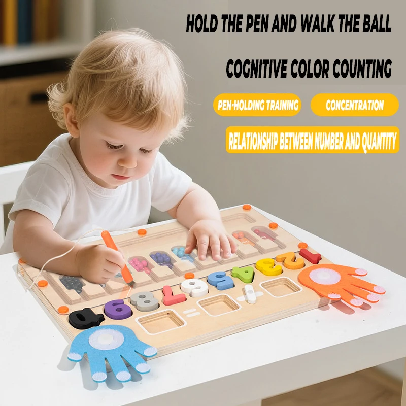 أطفال مونتيسوري قلم مغناطيسي ألعاب المتاهة الرقمية أصابع الطفل العد تصنيف الألوان القلم عقد التدريب التعليم المبكر Toye #2