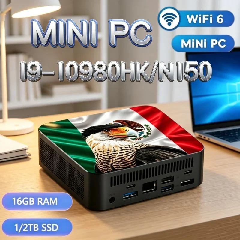洗練されたcore-i9-10980hk-n150-mxパターンミニpc、wifi6、bt52、デュアルギガビットポート、4kマルチディスプレイ対応コンパクトホスト