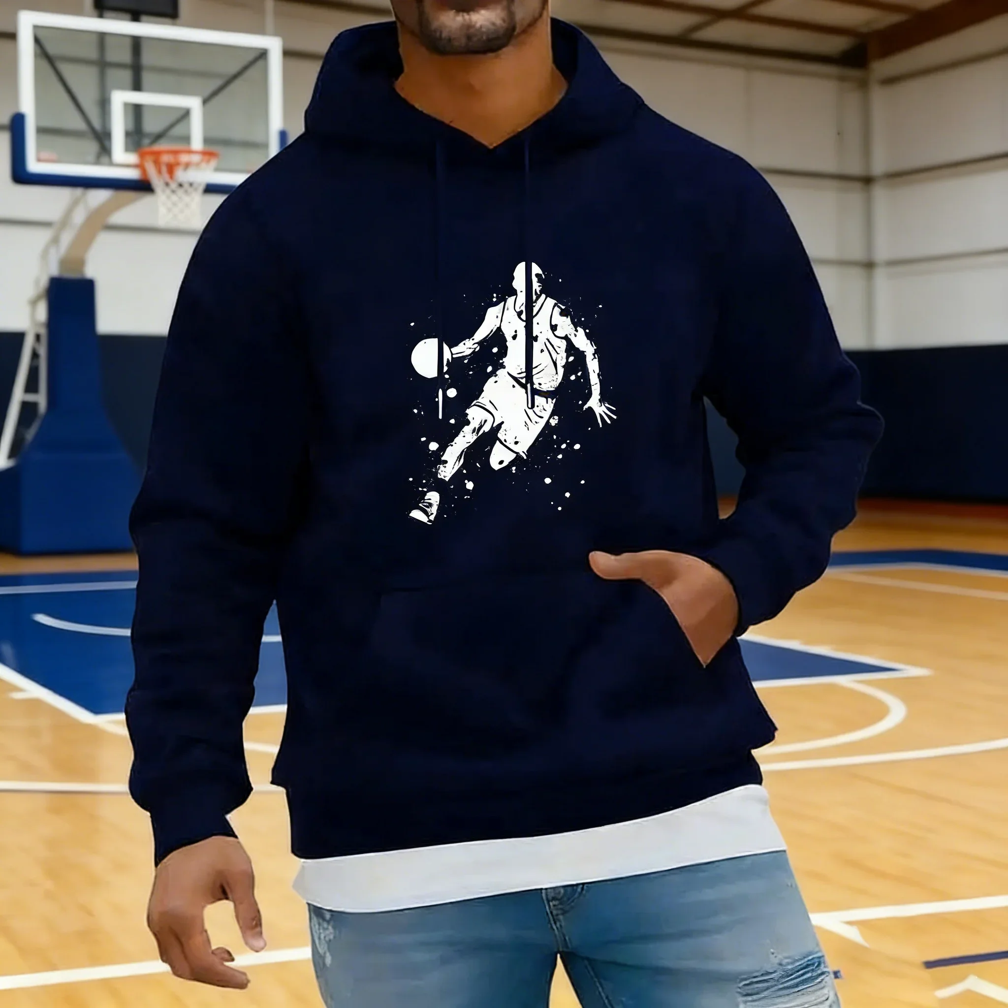 

Модные мужские толстовки с принтом в стиле Харадзюку, унисекс, осенне-зимние повседневные пуловеры, баскетбольные свитшоты с большим передним карманом