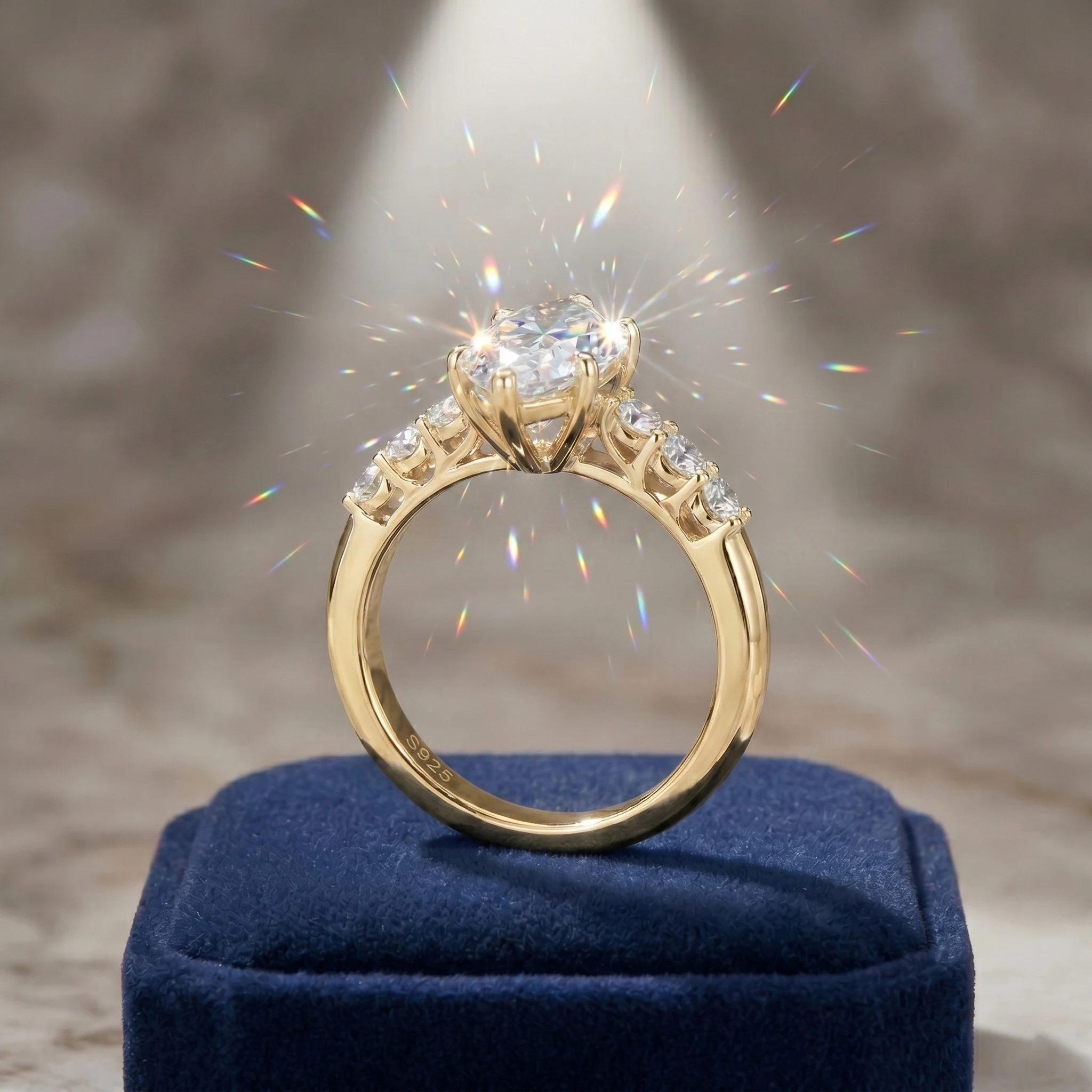 5 Karat Marquise Moissanit-Ring, 925 Sterling Silber, 6-Krappen-Fassung Ehering, Besteht Diamanttester, GRA-Qualität – Detail 8