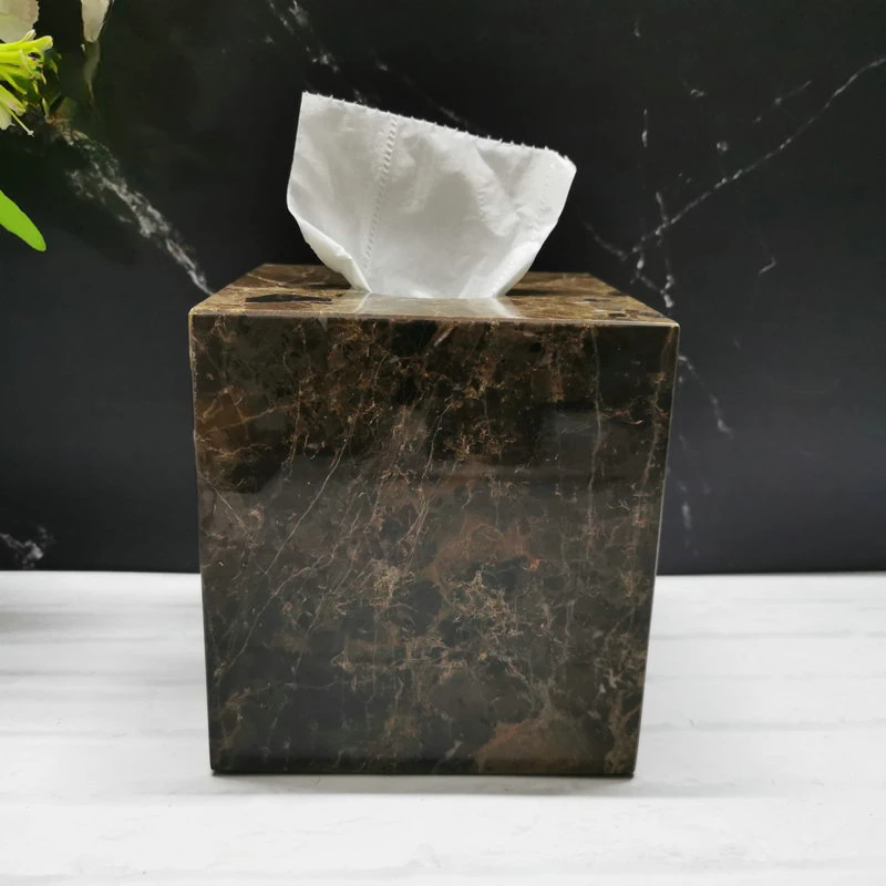 Natural marble square tissue box hotel home storage tissue box with multiple specifications