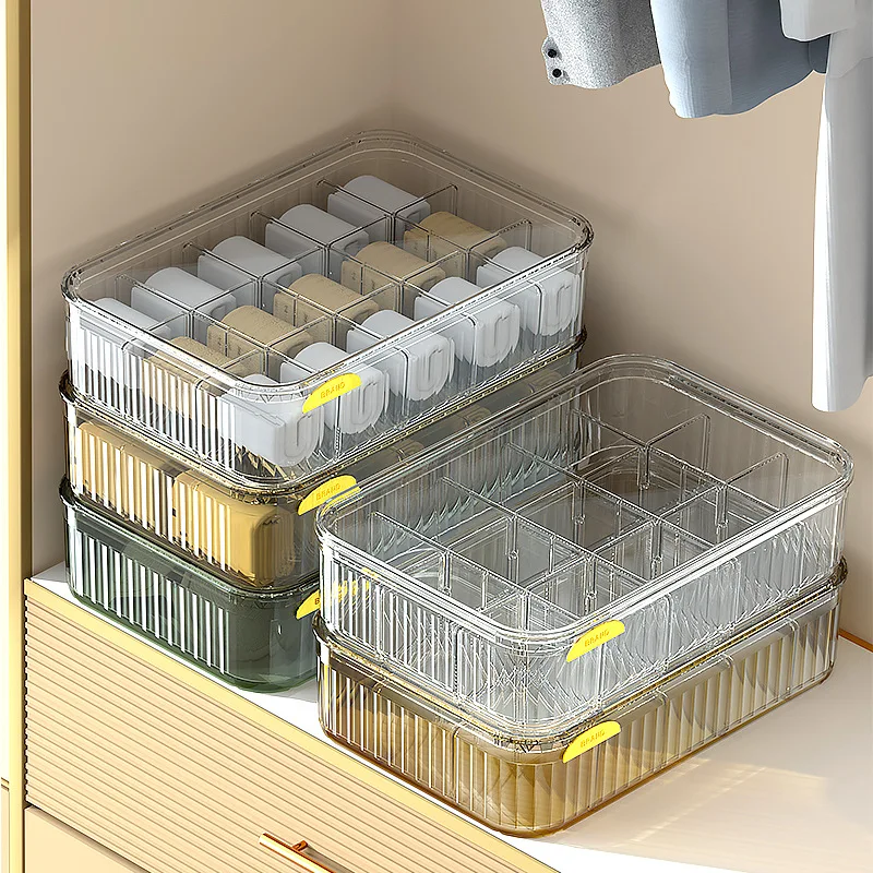 

Thiened Acrylic Transparent Divided Storage Box Underwear Sos Home Use Organizer Box for Dormi And Household Use