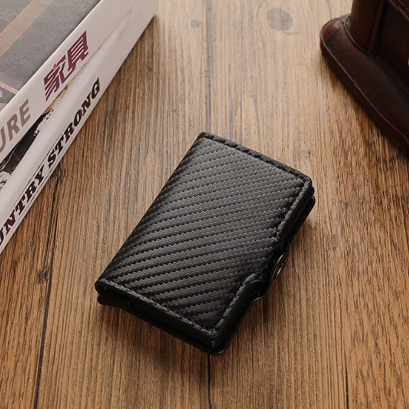 

Двухслойный держатель для кредитных карт большой емкости с защитой от RFID-блокировки, защищенный волшебный кошелек для мужчин, чехол для карт из углеродного волокна