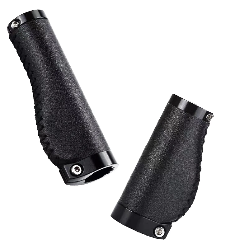 Bicycle Handlebars Shock-absorbing Folding Car Scooter Handlebars Retro Casual Universal Hand-sewn Handlebars PU Leather Grips