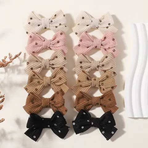 6/12Pcs Polka Dot Bow Hair Clips for Kids Toddler Baby Girl Bowknot Hairpin Set Lovely Hair Accessories Gift Wholesale