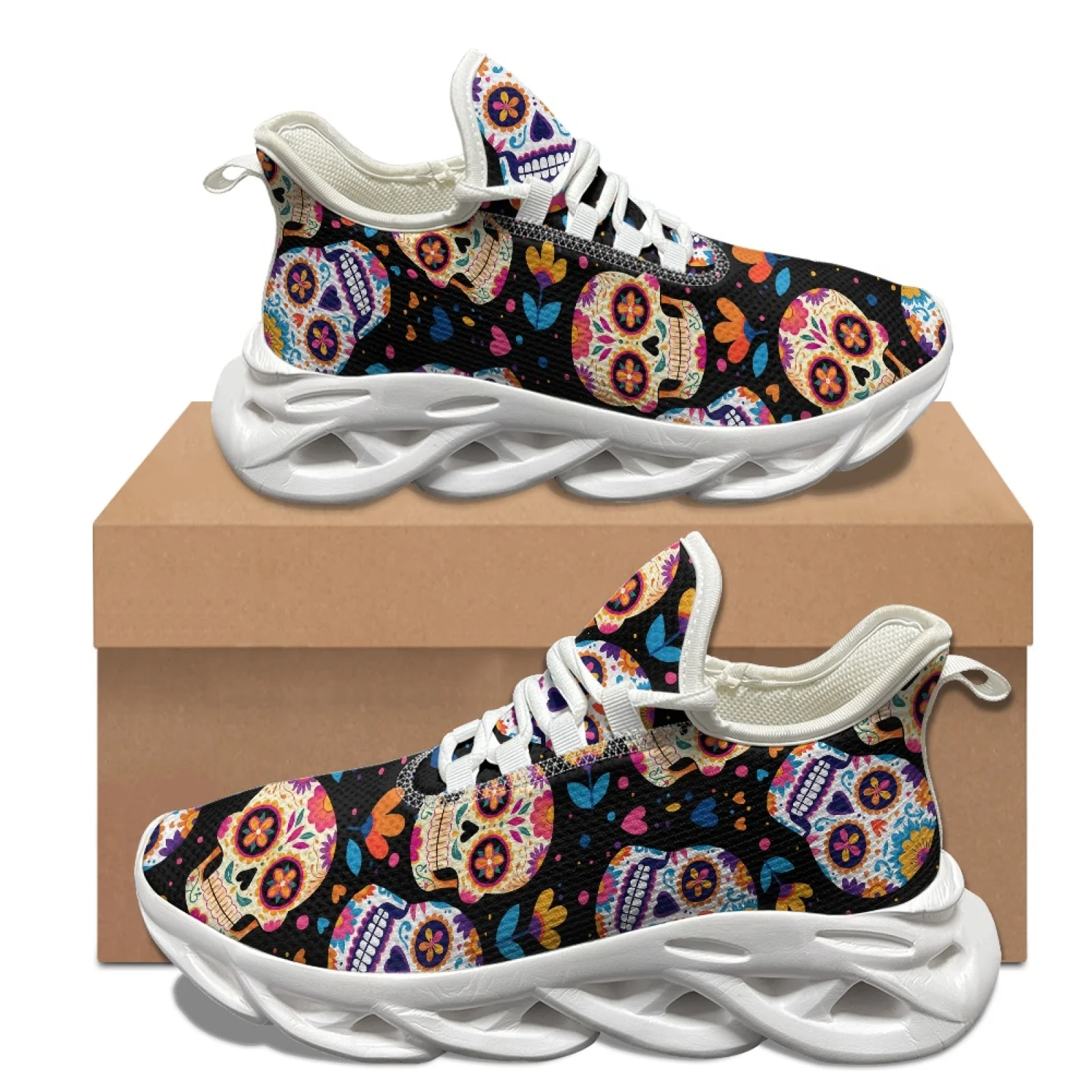 XIXIRIMIDO Day of the Dead Blade Running Shoes Women's Lightweight Sneakers Men's Commuter Supple Shoes Comfortable Breathable