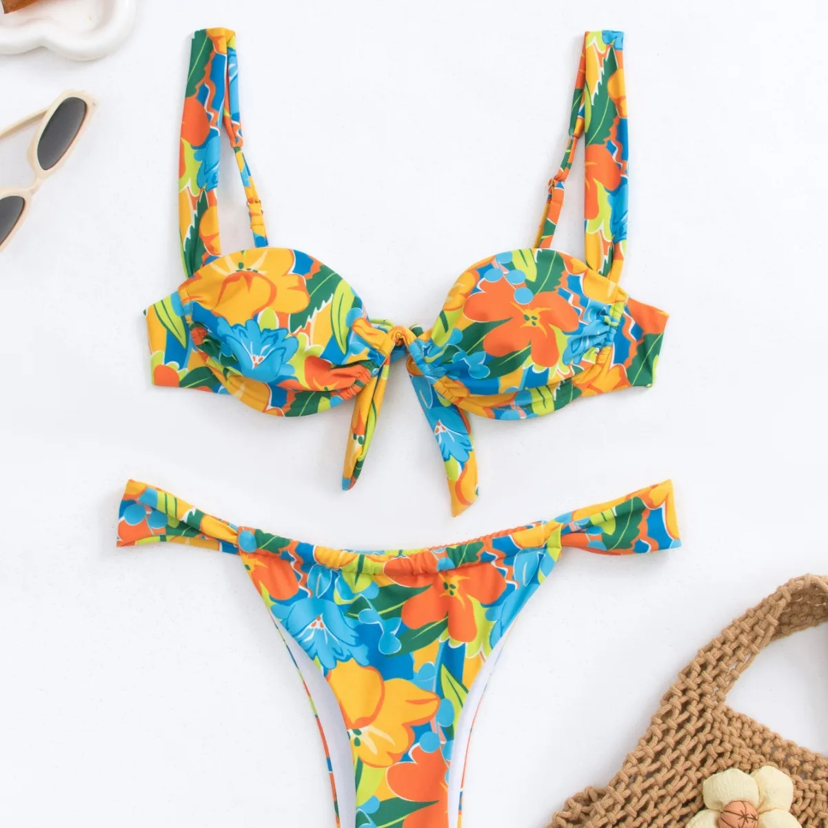 

New Bikini Set Steel Tray Printed Bikini Sexy Split Women's Swimsuit
