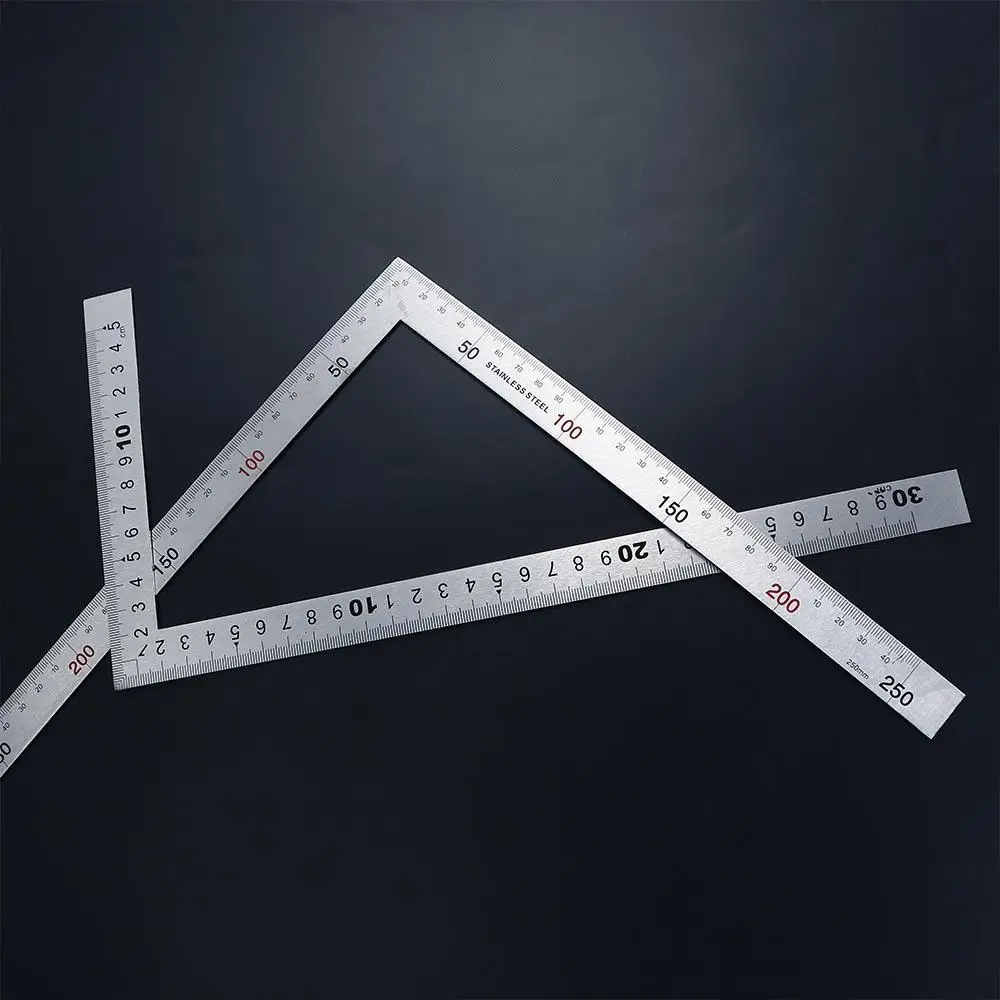 L Shape Stainless Steel Ruler Double Sided Ruler Measuring Tool Metal Straight 90 Degree Angle Ruler for Office School Supplies