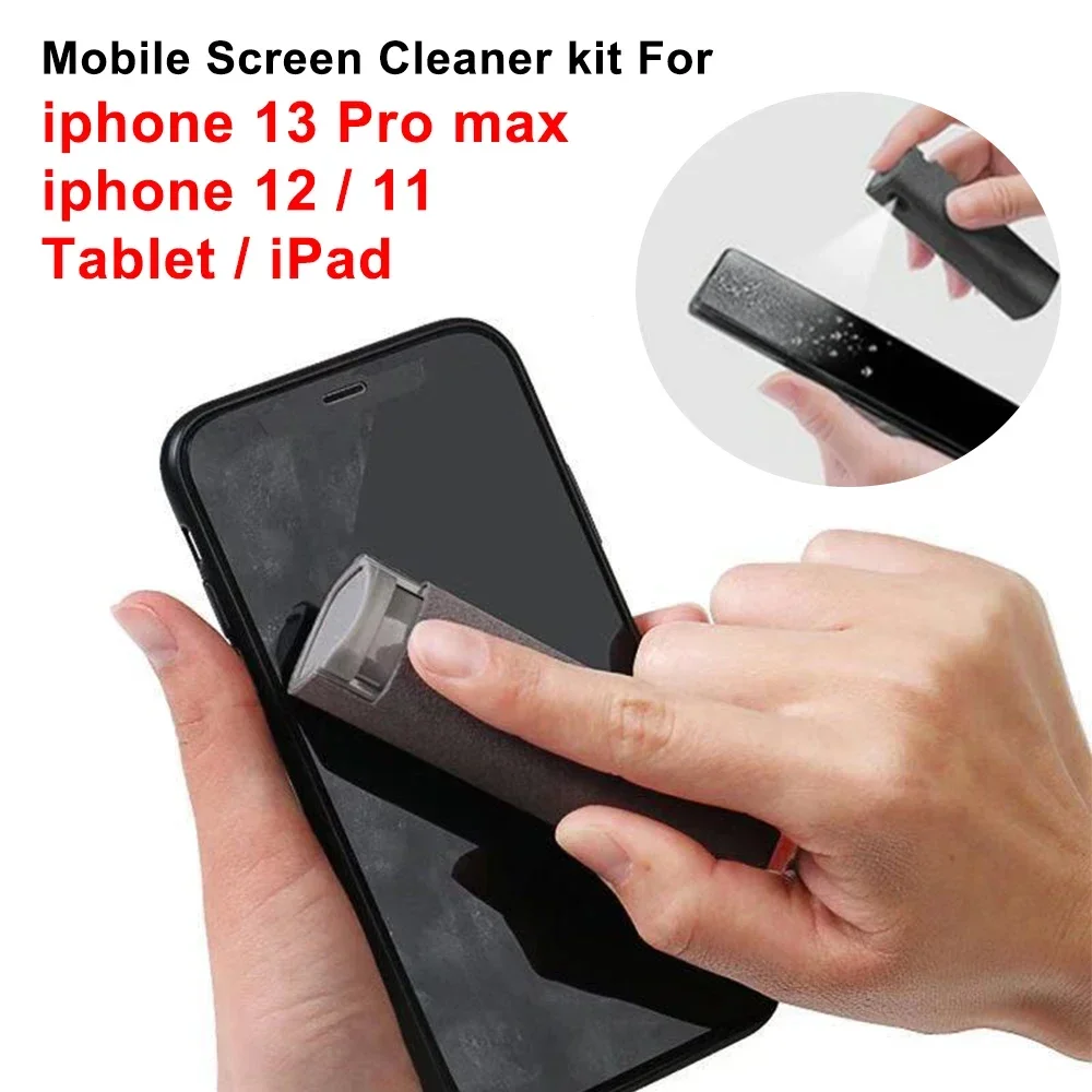 Screen Cleaner Spray para Celular, 2 em 1, Ferramenta Removedor de Poeira, Pano de Microfibra para iPhone, Xiaomi, Computador, Limpeza