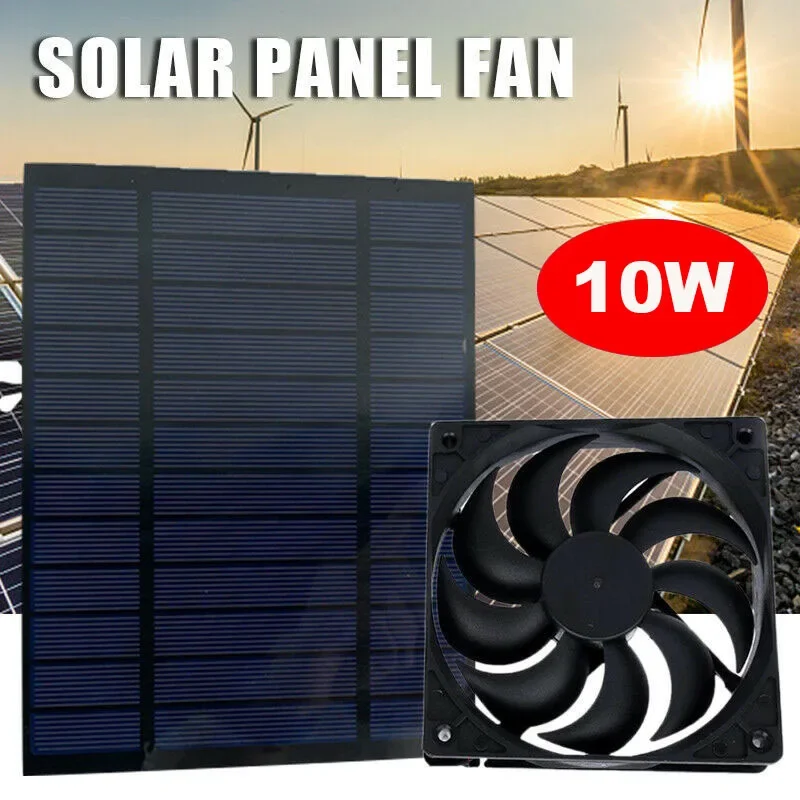 10W 12V Solar Panel Fan 6 Inch Mini Solar Air Ventilator Solar Exhaust Fan For Dog Chicken Coop Greenhouse RV Car Fan Charger