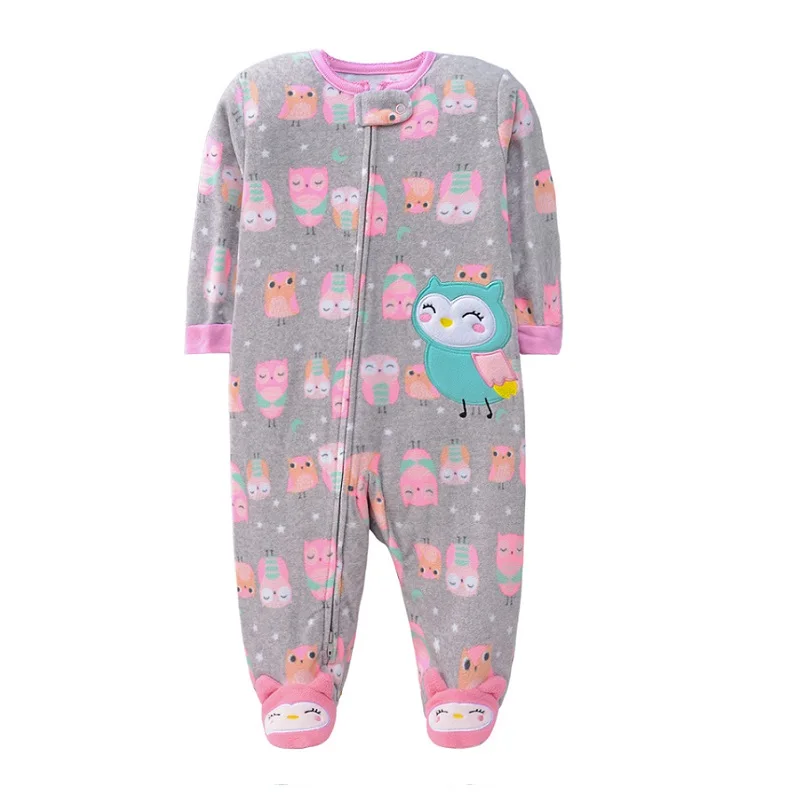 Footed Warm Baby Rompers 2023 Fall Winter Cute Animal Micro Polar Fleece Hot Baby Pajamas Infant jumpsuits Sleepwear 0/3-12M