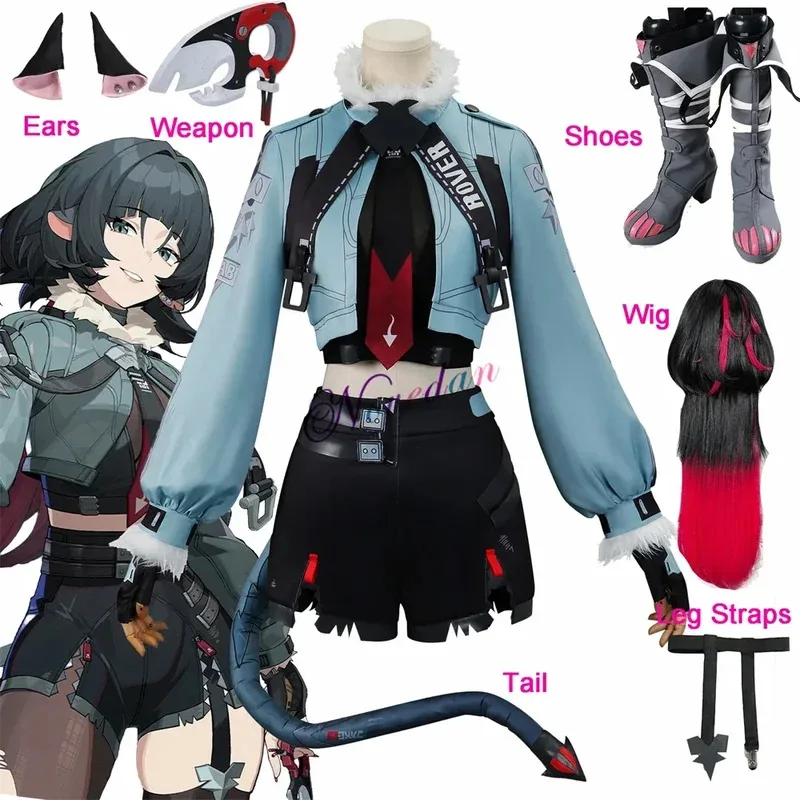 dd12Zenless Zone Zero Jane Doe Costume Cosplay Parrucca Orecchie Coda Scarpe Puntelli Gioco Anime ZZZ Uniforme Del Partito Gioco di Ruolo Vestiti Più Il Formato