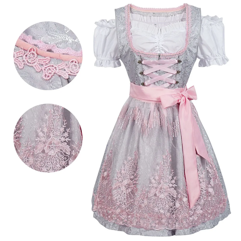 

Large Size Mh Beer Festival Blue White Flar Maid Dr Adult Stage Costume Traditional German Ethnic Women's Clothing