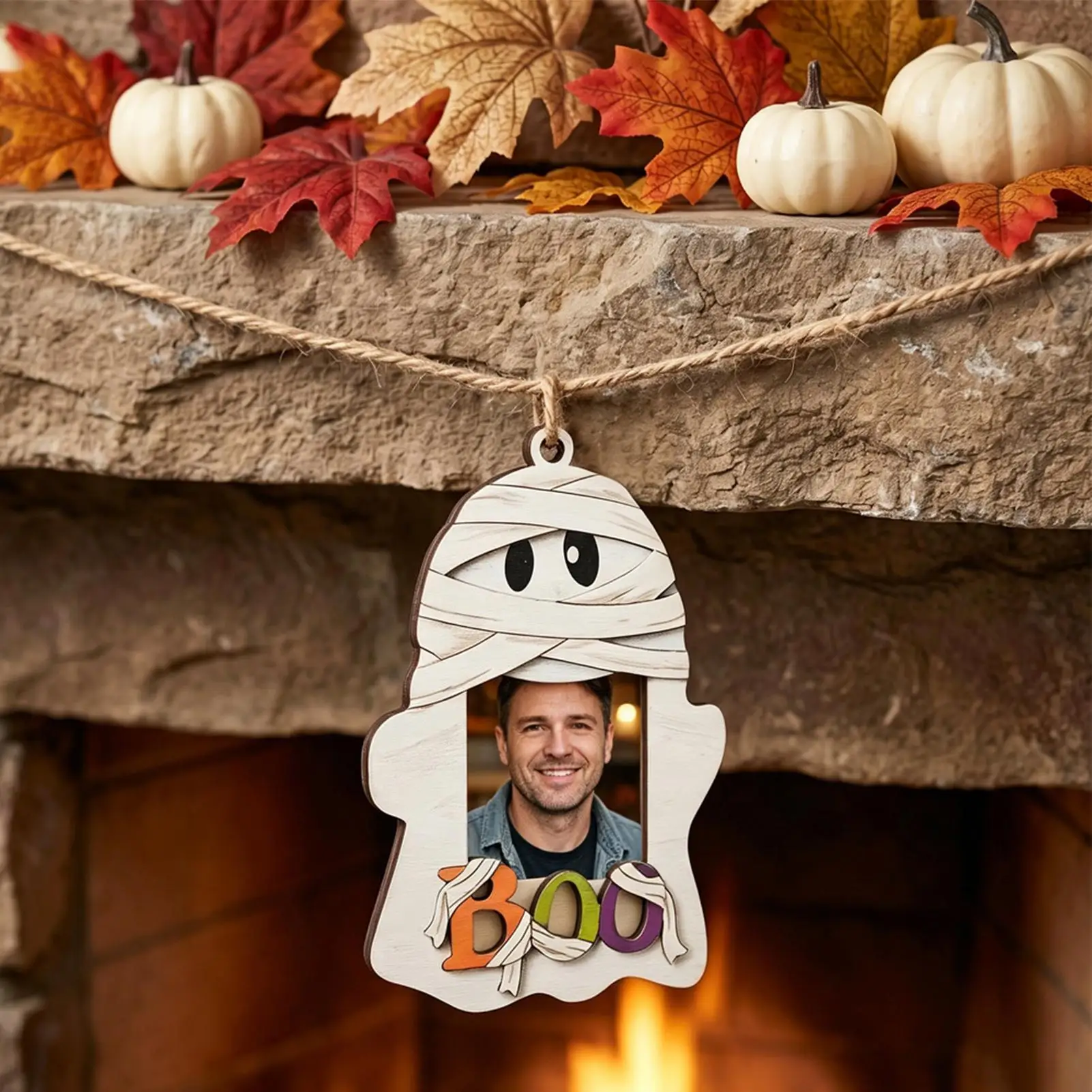 Halloween Ghost Picture Frame 5 Pieces Wooden Halloween Table Decor Hangable Photo Frame Ornament For Homeowners Renters Home