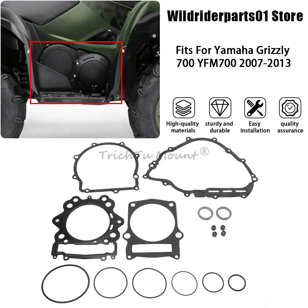 

1 Set ATV Engine Gasket Kit Top & Bottom End Set Motorcycle Accessory For Yamaha Rhino 700 YXR700F 4x4 FI 2008-2009 2011-2013