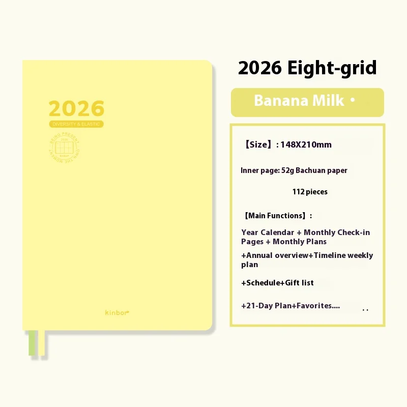Kinbor 2026 Time Management Planner A5 Planner 52g Japan Tomoe River Papier Glad Schrijven Efficiëntie Notebook Time Management