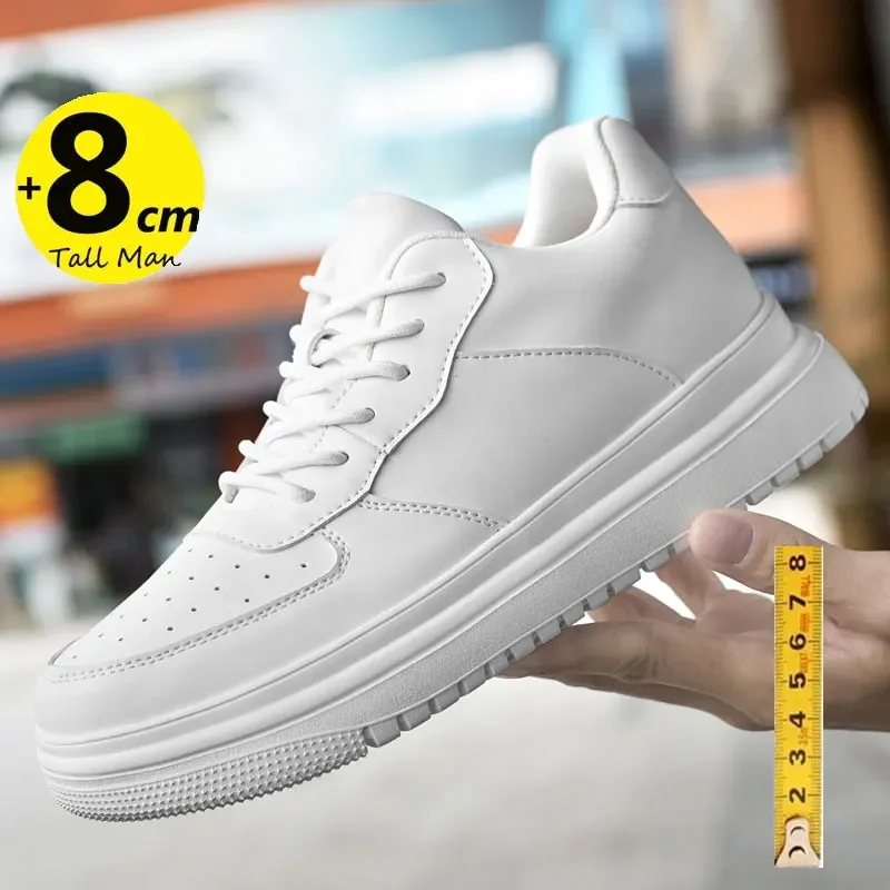 Genuine Leather New height increasing shoes for men 8cm invisible elevator sneakers sport zapatillas de Hombre big size 46luxury