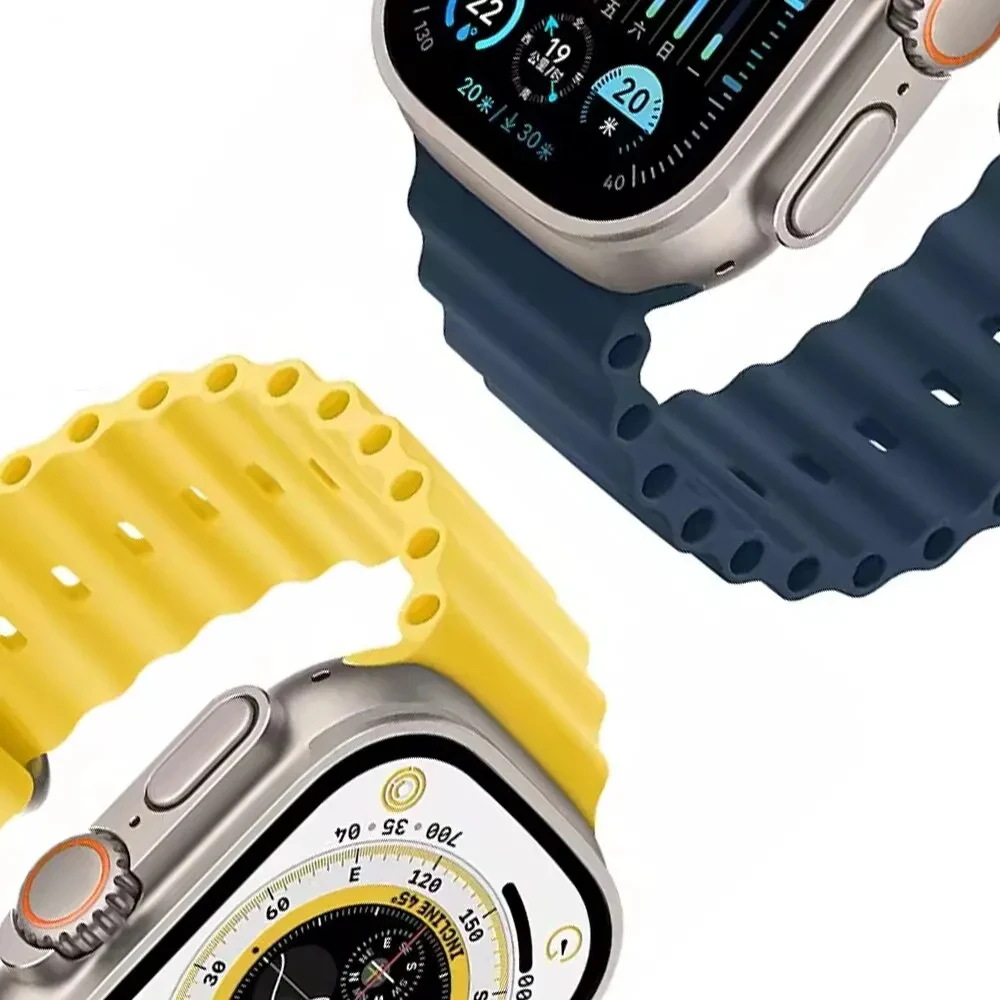 Ocean Strap for Apple Watch 49mm 44mm 42mm 45mm 40mm 41mm 38mm Breathable Silicone Bracelet Wristband Ultra 9 8 7 6 5 4 SE Band