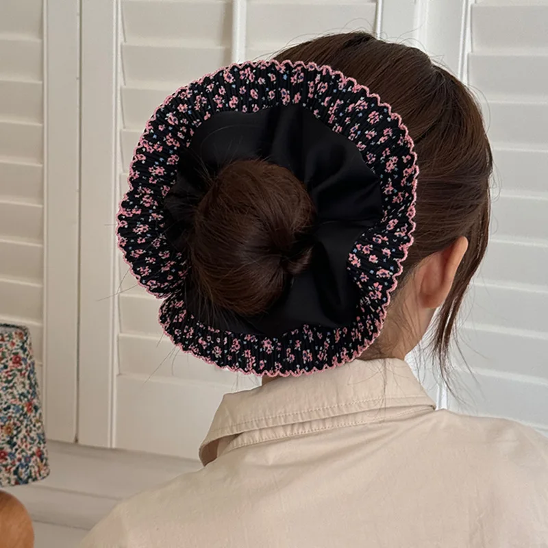 

Large hair accessories korean tie band for women girl rubber elastic scrunchies adults vintage fascinator flower leading fashion