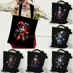 Gothic Style Canvas Tote Bag Women Men Funny Hip Hop Fashion Shoulder Bags Casual Large Capacity Harajuku Teenager Shopping Bag